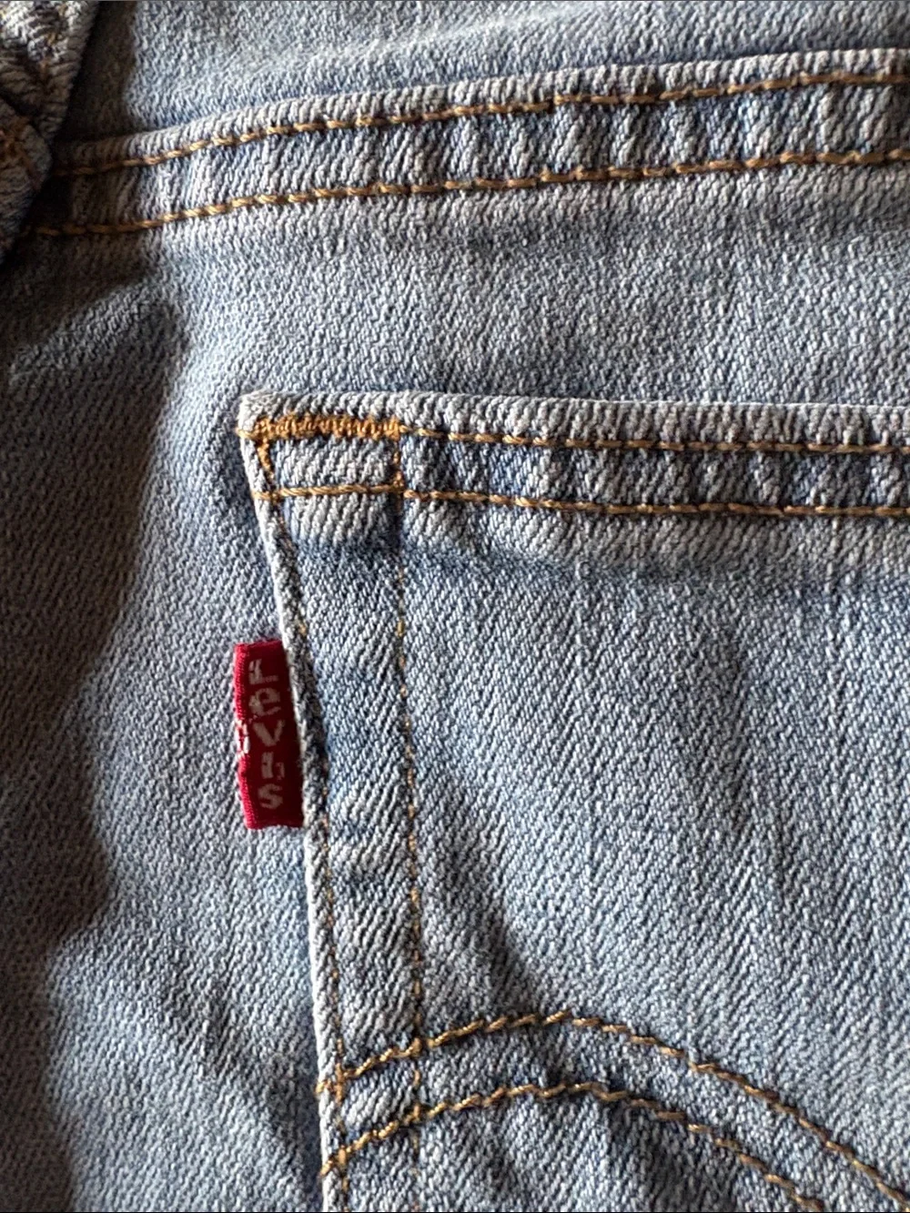 Levi's Light Blue Frayed Hem Denim Shorts